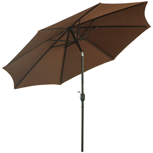 10' x 8' Round Market Umbrella, Patio Umbrella with Crank Handle and Tilt, Outdoor Parasol for Garden, Bench, Lawn, Coffee - Gallery Canada