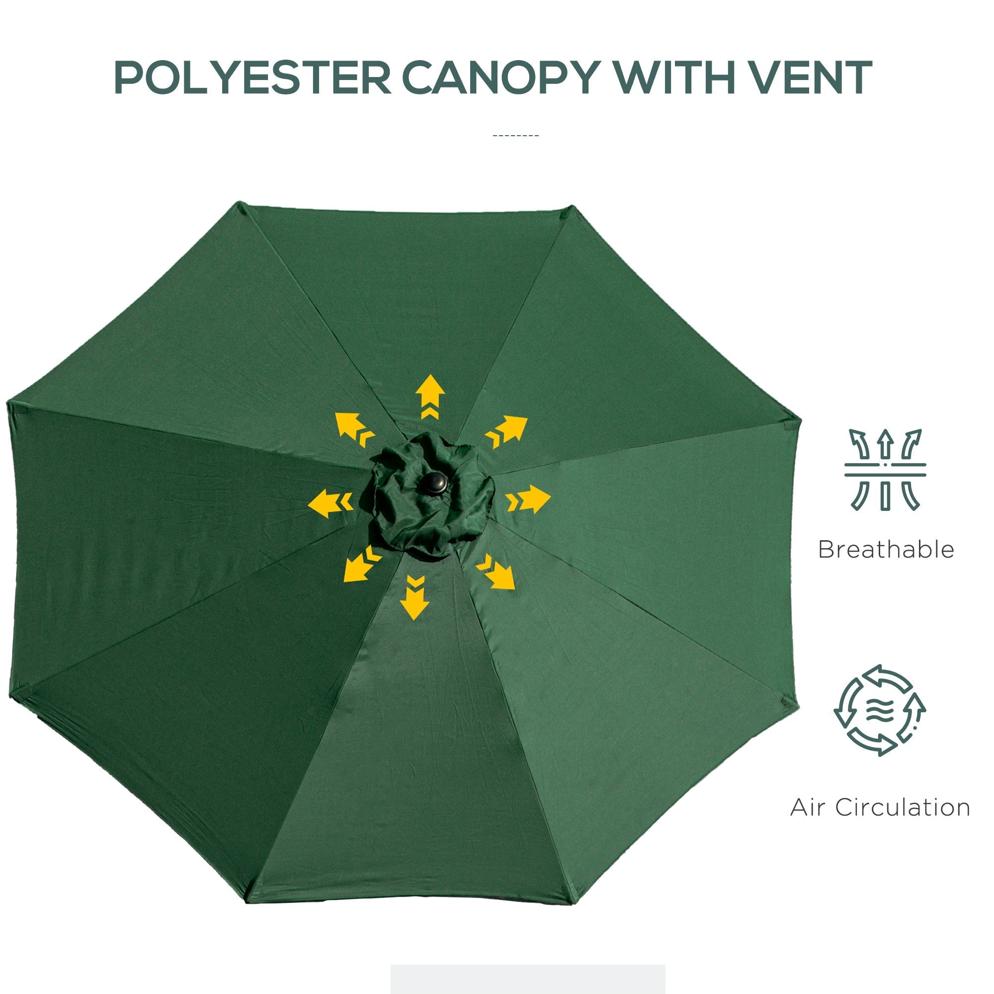 10' x 8' Round Market Umbrella, Patio Umbrella with Crank Handle and Tilt, Outdoor Parasol for Garden, Bench, Lawn, Green Sun Umbrellas   at Gallery Canada