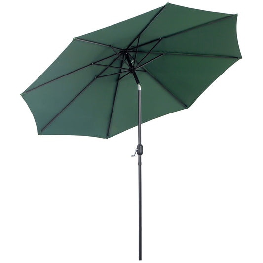 10' x 8' Round Market Umbrella, Patio Umbrella with Crank Handle and Tilt, Outdoor Parasol for Garden, Bench, Lawn, Green - Gallery Canada