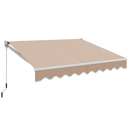 10 x 8.2 Feet Retractable Awning with Easy Opening Manual Crank Handle, Beige