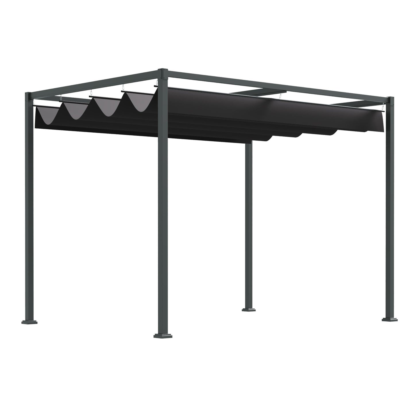 10' x7' Patio Pergola with Retractable Canopy, Outdoor Sun Shelter, Yard Shade, Black Pergolas Multi Colour  at Gallery Canada