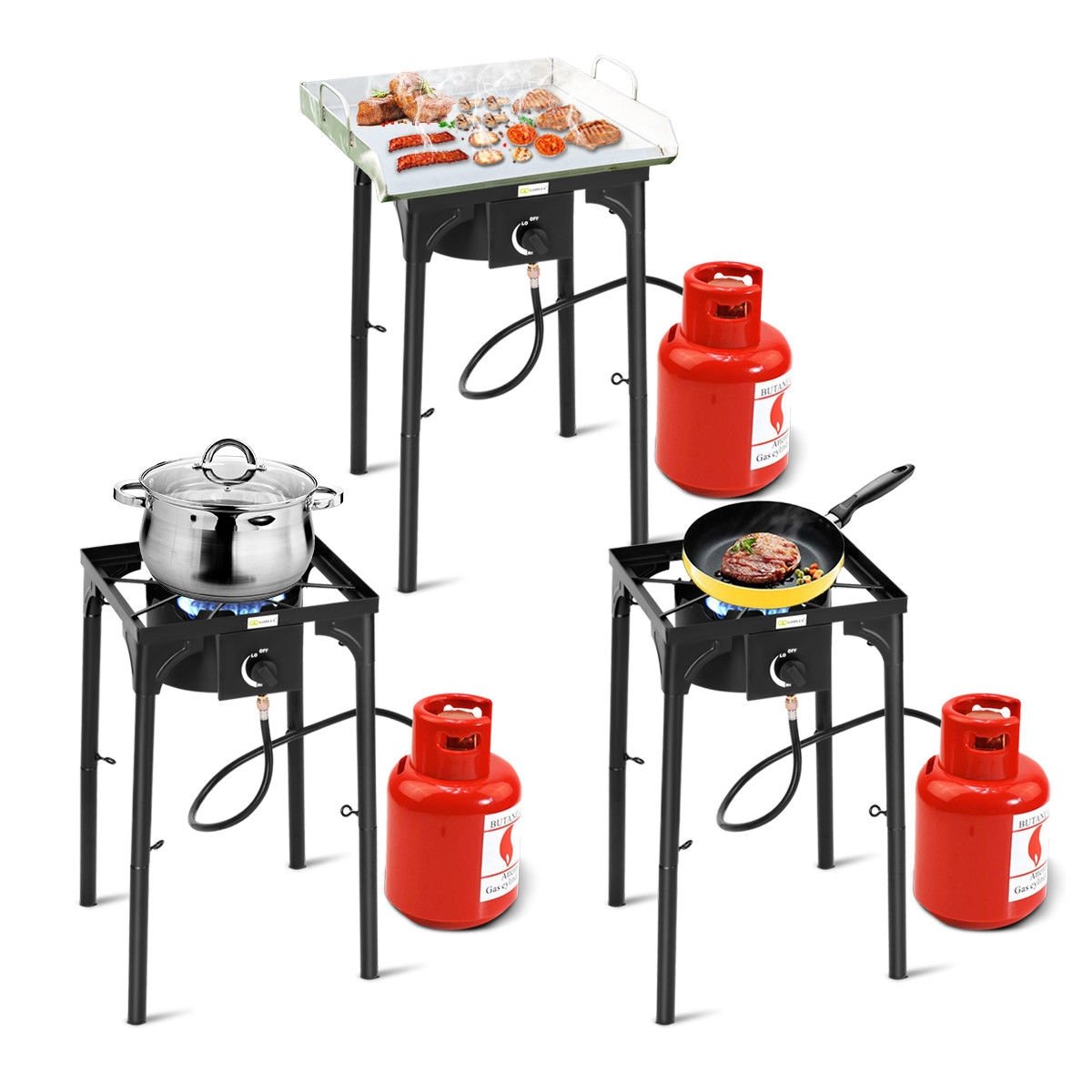 100 000-BTU Portable Propane Outdoor Camp Stove with Adjustable Legs, Black Outdoor Grills   at Gallery Canada