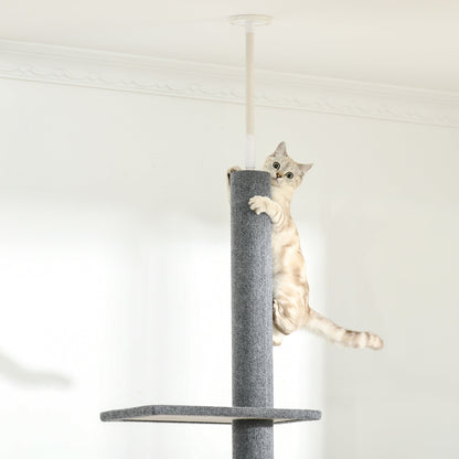 100" Floor To Ceiling Cat Tree w/ 3 Perches Activity Center for Kittens Cat Tower Furniture, Grey Floor to Ceiling Cat Trees   at Gallery Canada