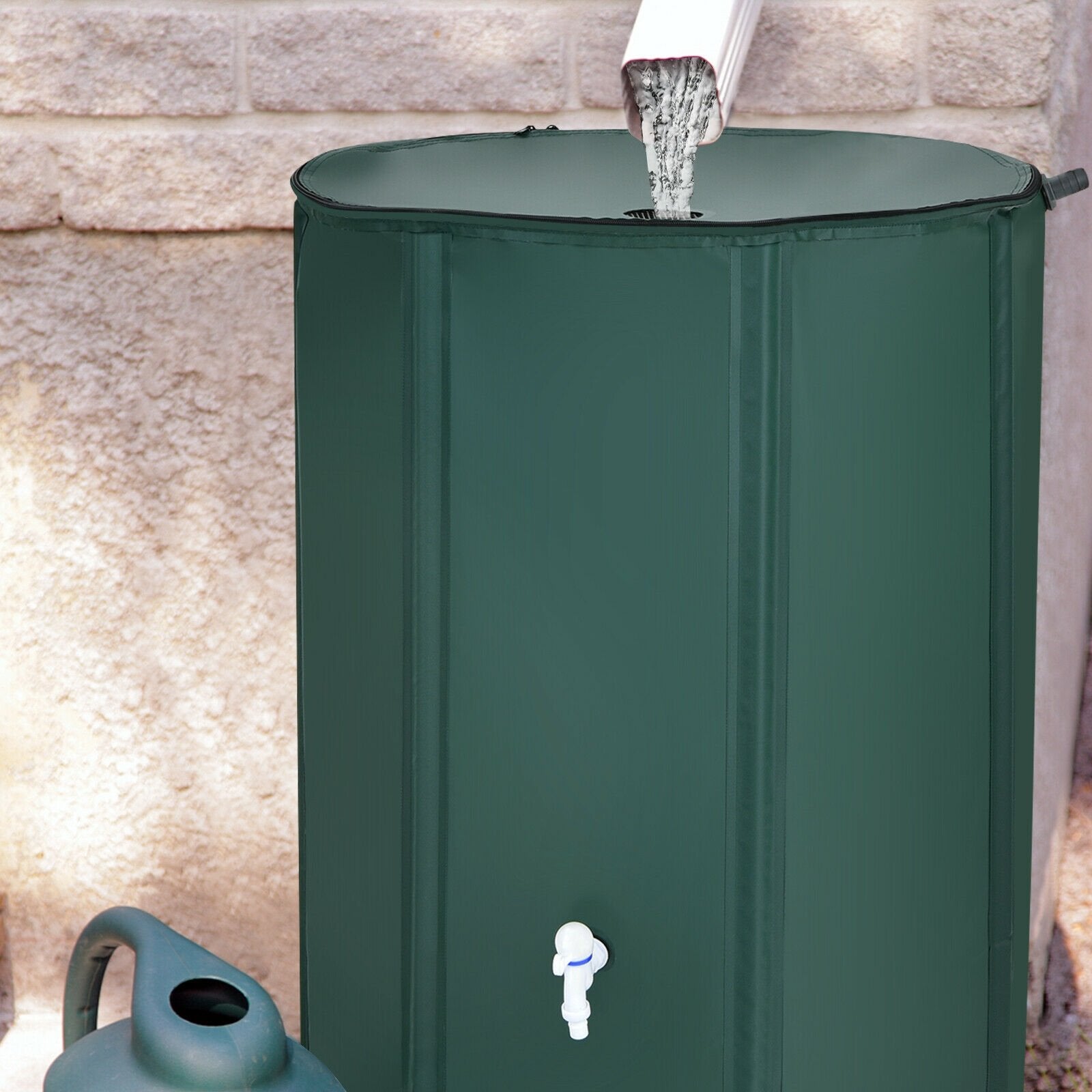 100 Gallon Portable Rain Barrel Water Collector Tank with Spigot Filter, Green Watering & Irrigation   at Gallery Canada