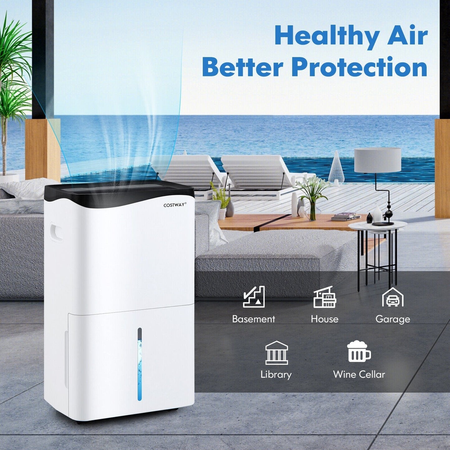 100-Pint Dehumidifier with Smart App and Alexa Control for Home and Basements, White Dehumidifiers   at Gallery Canada