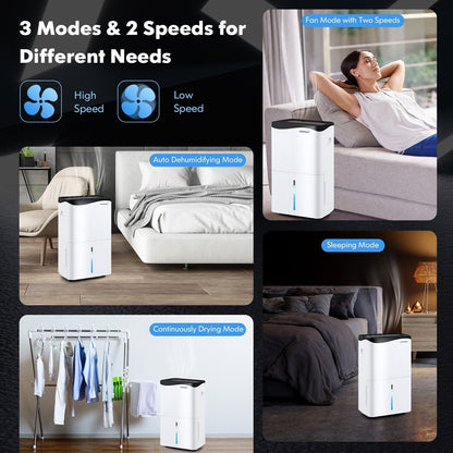 100-Pint Dehumidifier with Smart App and Alexa Control for Home and Basements, White Dehumidifiers   at Gallery Canada