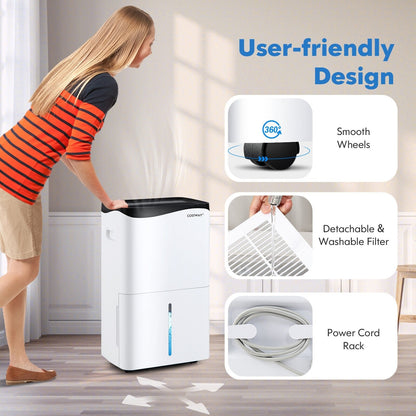 100-Pint Dehumidifier with Smart App and Alexa Control for Home and Basements, White Dehumidifiers   at Gallery Canada