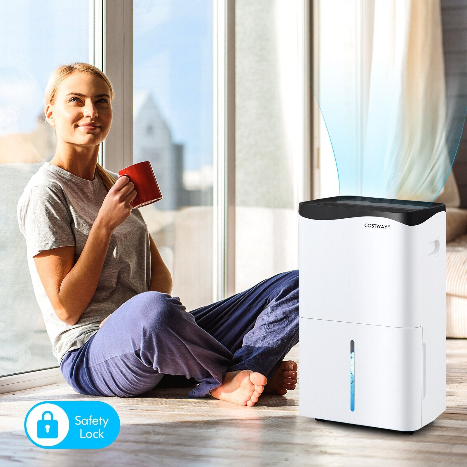 100-Pint Dehumidifier with Smart App and Alexa Control for Home and Basements, White Dehumidifiers   at Gallery Canada