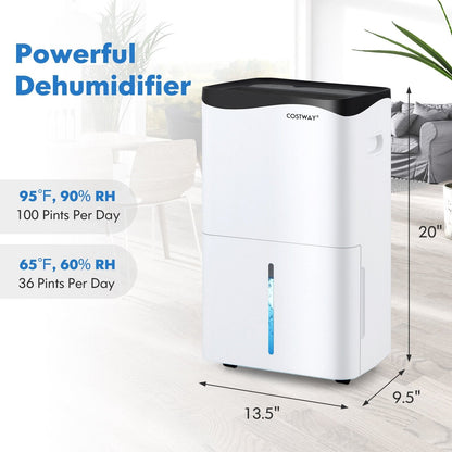 100-Pint Dehumidifier with Smart App and Alexa Control for Home and Basements, White Dehumidifiers   at Gallery Canada