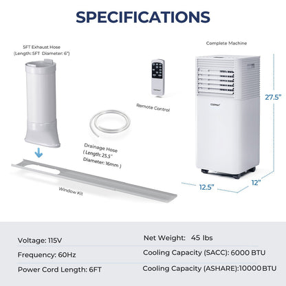 10000 BTU Air Cooler with Fan and Dehumidifier Mode, White Portable Air Conditioners   at Gallery Canada