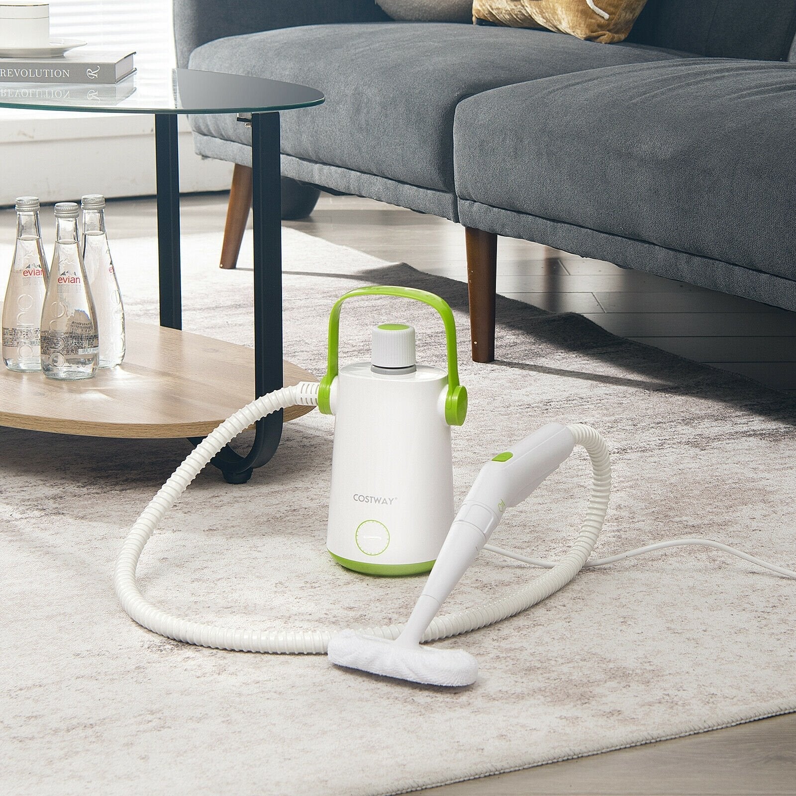 1000W Multifunction Portable Hand-held Steam Cleaner with 10 Accessories, Green Vacuums & Cleaners   at Gallery Canada