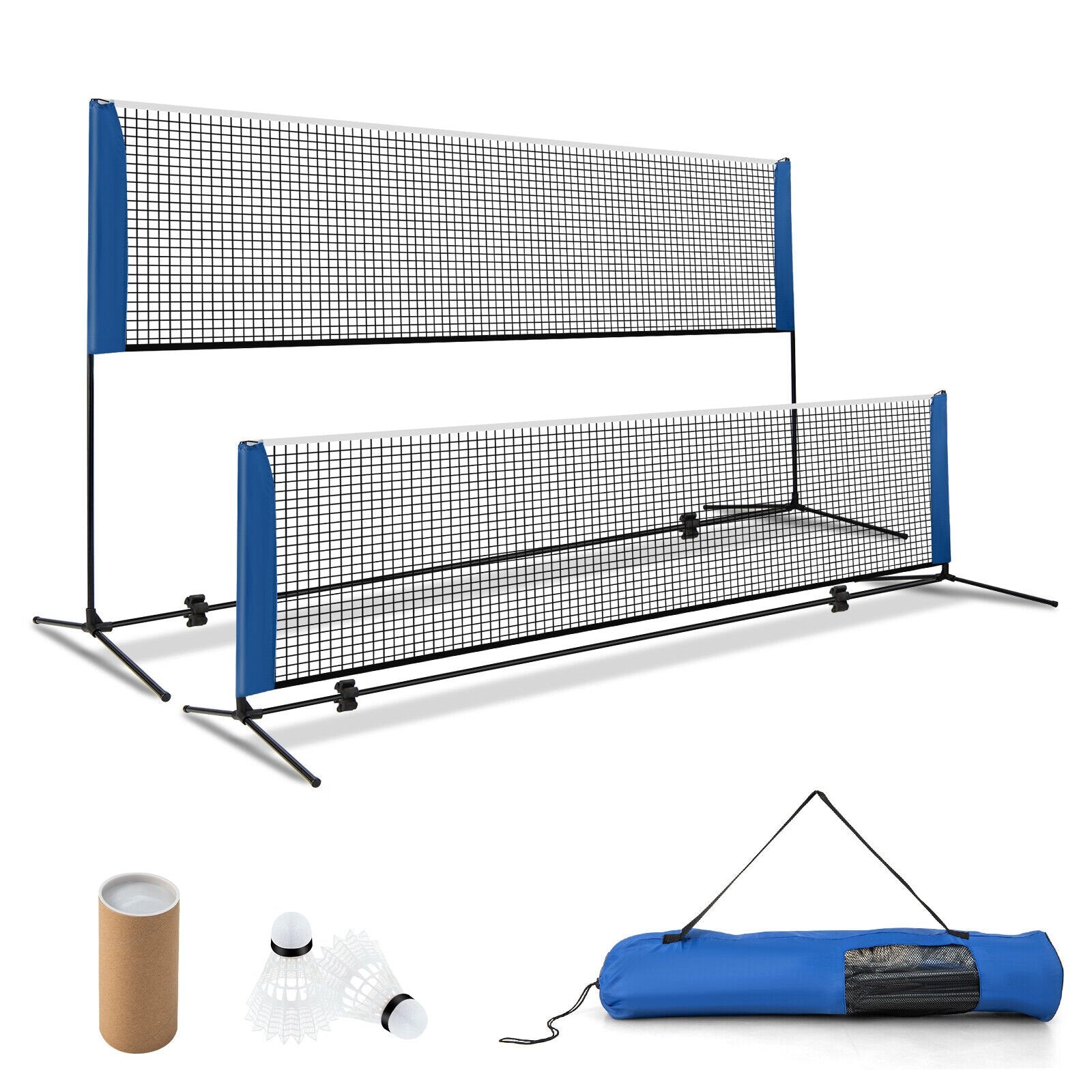 10/14 Feet Adjustable Badminton Net Stand with Portable Carry Bag-10 Feet, Black Sport Equipments   at Gallery Canada