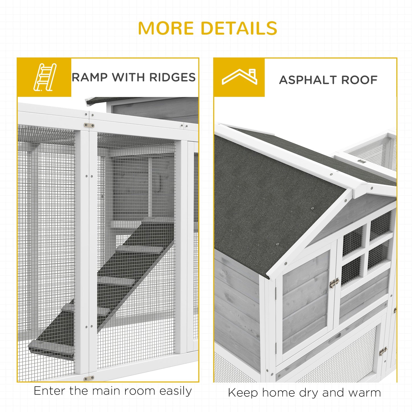 102" 2-in-1 Wooden Rabbit Hutch with Run, Tray, Ramp for Small Animals, Grey Rabbit Hutch   at Gallery Canada