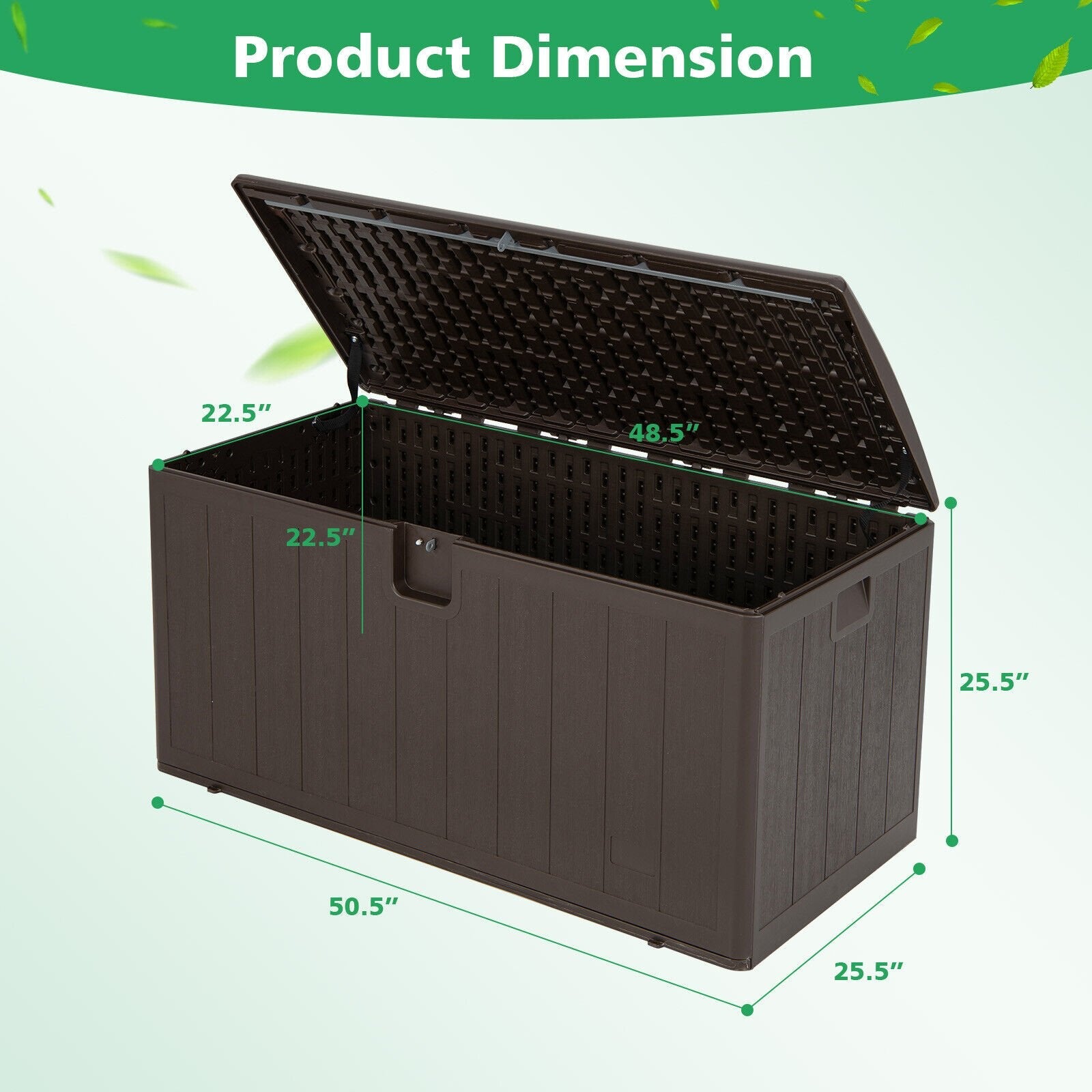 105 Gallon All Weather Large Deck Box Lockable Storage Container, Brown Sheds & Outdoor Storage   at Gallery Canada