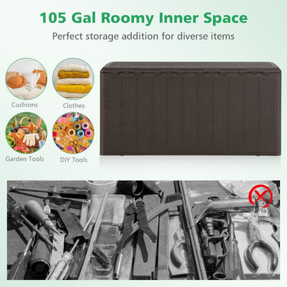 105 Gallon All Weather Large Deck Box Lockable Storage Container, Brown Sheds & Outdoor Storage   at Gallery Canada