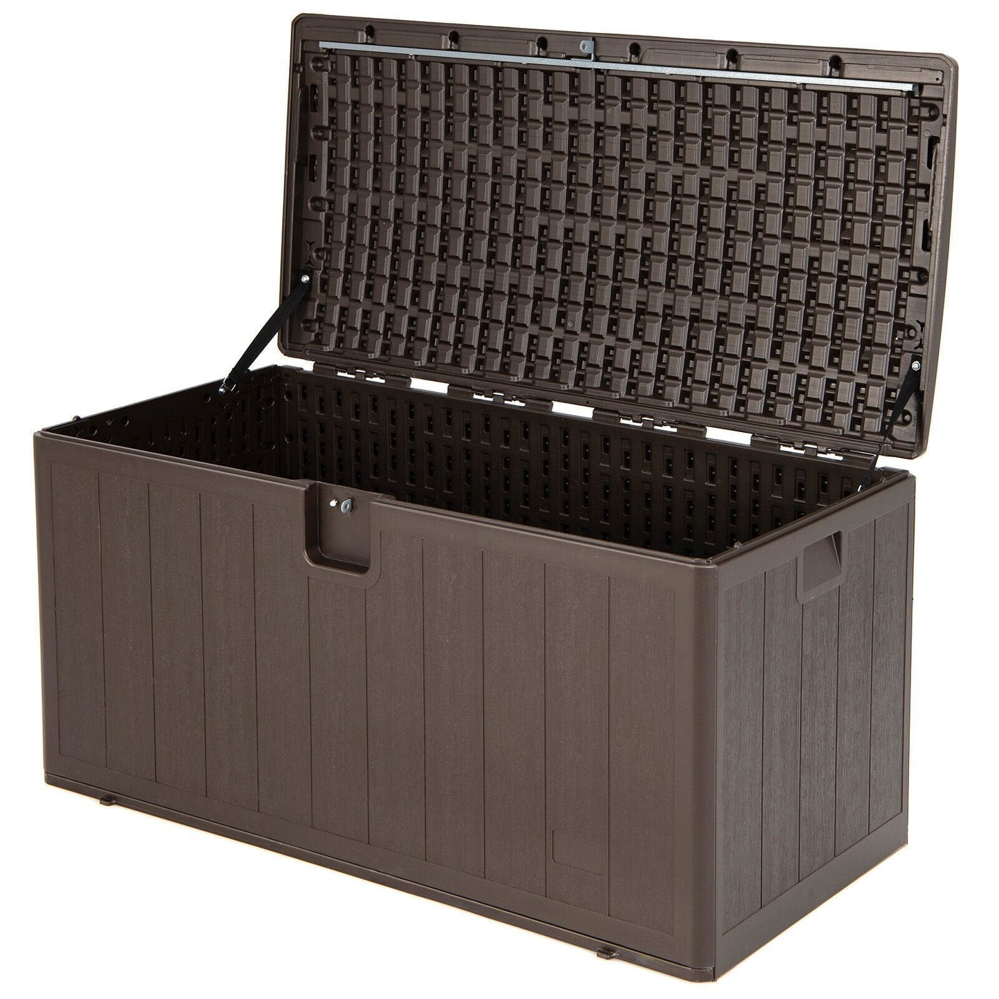 105 Gallon All Weather Large Deck Box Lockable Storage Container, Brown Sheds & Outdoor Storage   at Gallery Canada