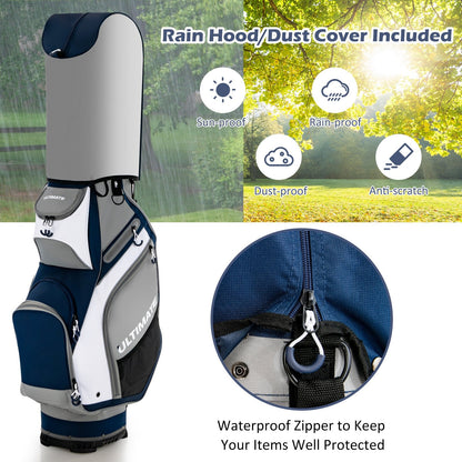 10.5 Inch Golf Stand Bag with 14 Way Dividers and 7 Zippered Pockets, Navy Golf   at Gallery Canada