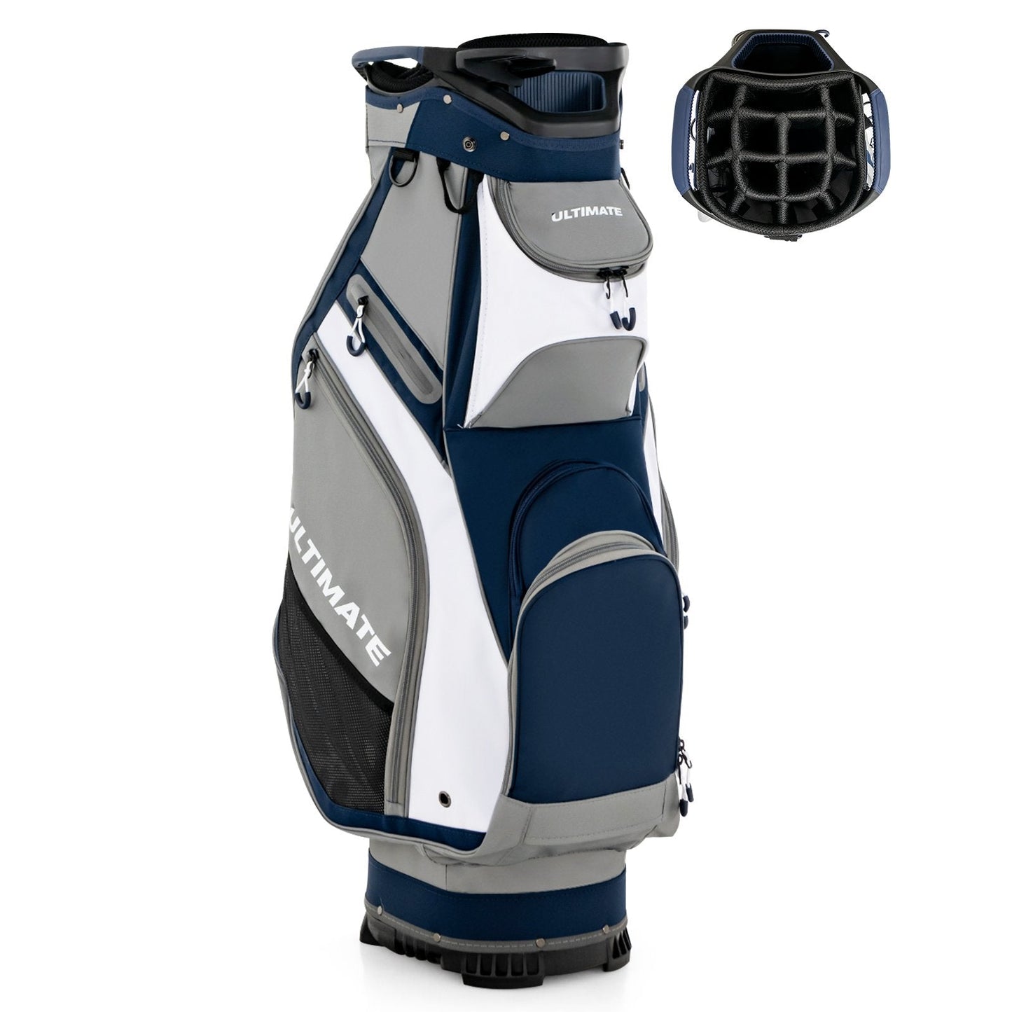 10.5 Inch Golf Stand Bag with 14 Way Dividers and 7 Zippered Pockets, Navy Golf   at Gallery Canada