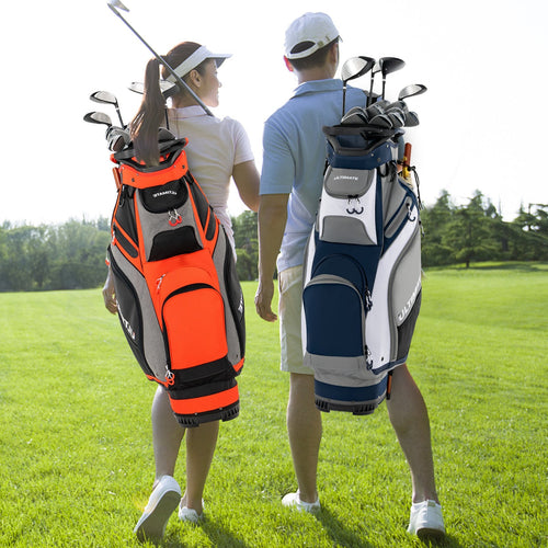 10.5 Inch Golf Stand Bag with 14 Way Dividers and 7 Zippered Pockets, Orange