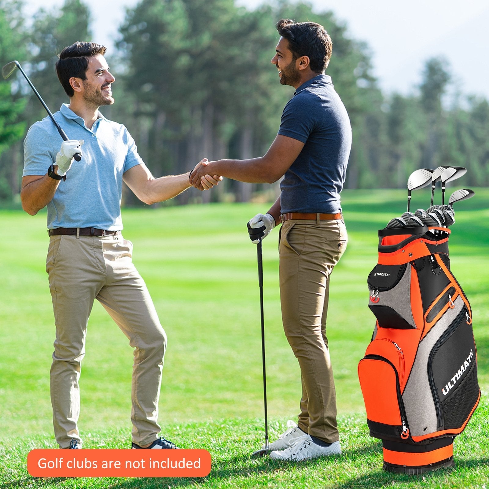 10.5 Inch Golf Stand Bag with 14 Way Dividers and 7 Zippered Pockets, Orange Golf   at Gallery Canada