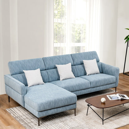 105 Inch L-Shaped Sofa Couch with 3 Adjustable Headrests, Blue Sofas & Loveseats   at Gallery Canada