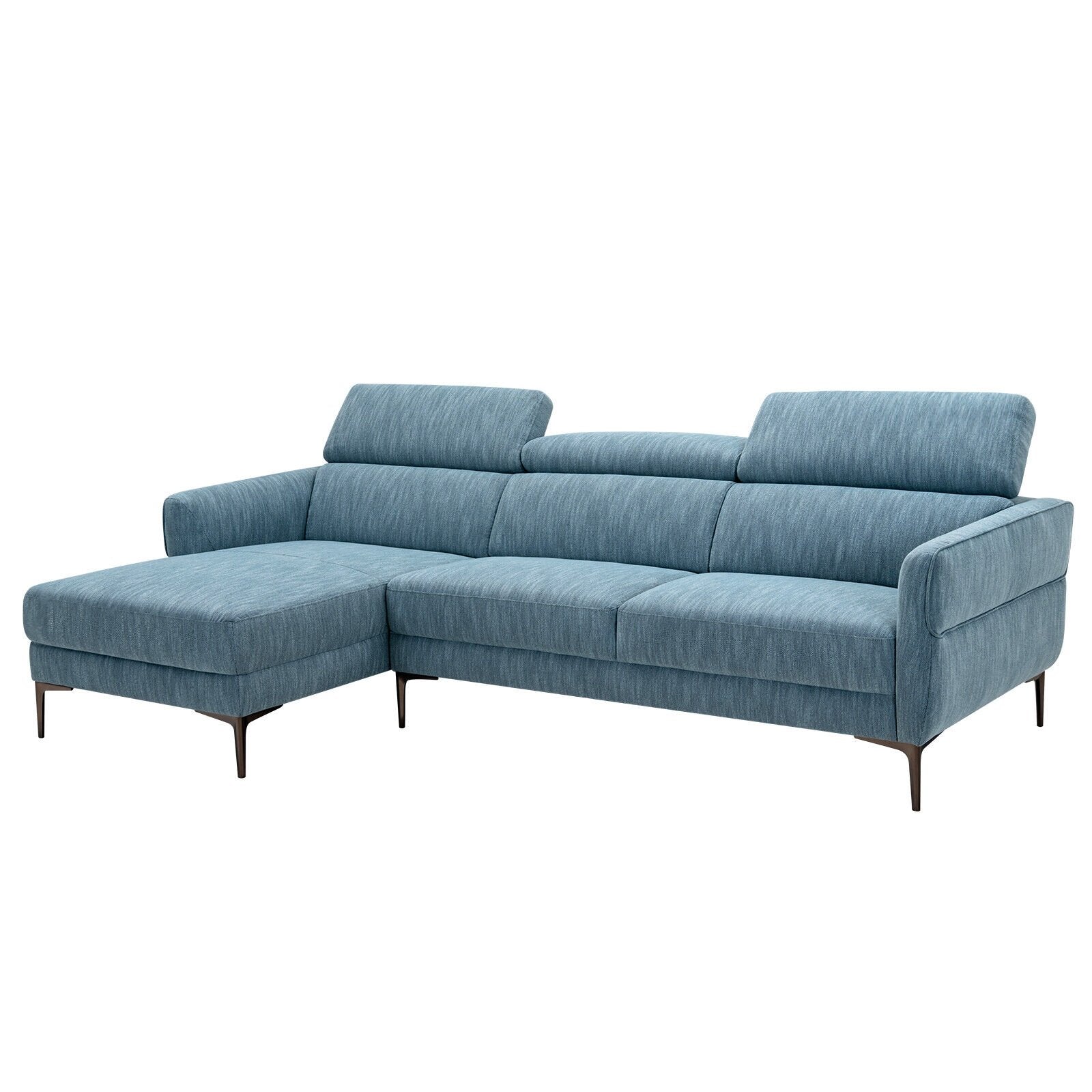 105 Inch L-Shaped Sofa Couch with 3 Adjustable Headrests, Blue Sofas & Loveseats   at Gallery Canada