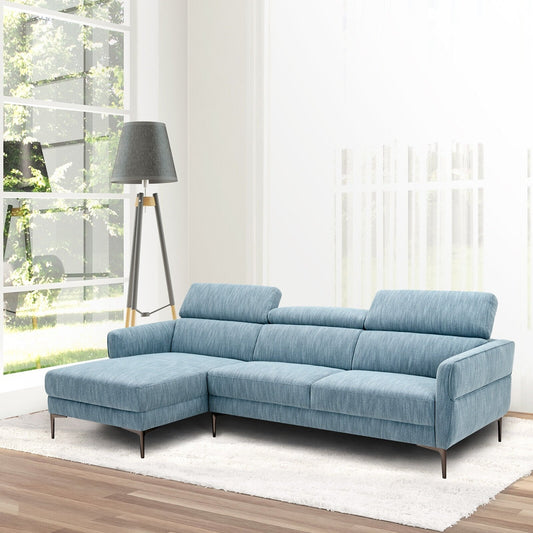 105 Inch L-Shaped Sofa Couch with 3 Adjustable Headrests, Blue Sofas & Loveseats   at Gallery Canada