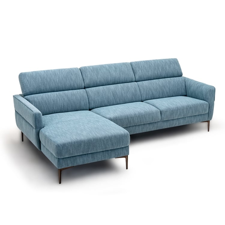 105 Inch L-Shaped Sofa Couch with 3 Adjustable Headrests, Blue Sofas & Loveseats   at Gallery Canada