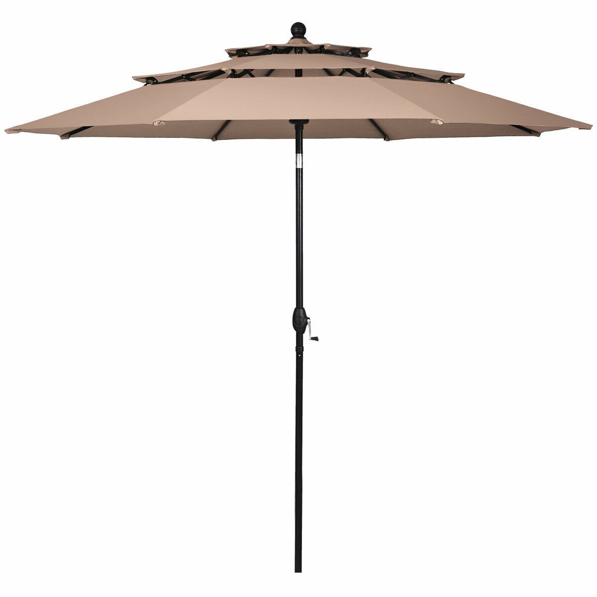 10ft 3 Tier Outdoor Patio Umbrella with Double Vented, Beige Outdoor Umbrellas   at Gallery Canada