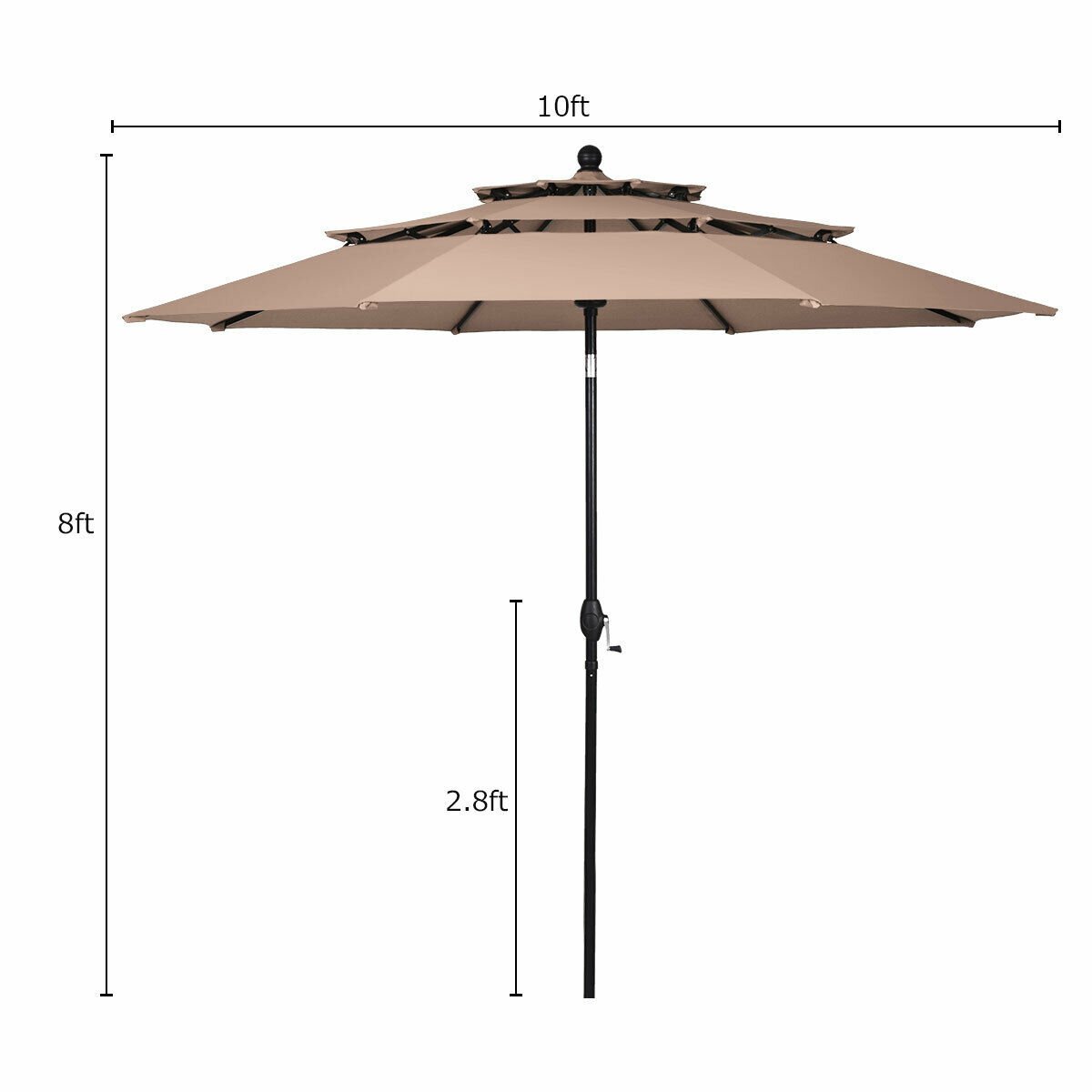 10ft 3 Tier Outdoor Patio Umbrella with Double Vented, Beige Outdoor Umbrellas   at Gallery Canada