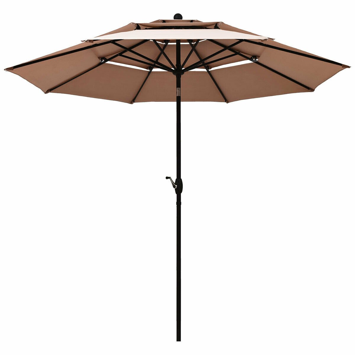 10ft 3 Tier Outdoor Patio Umbrella with Double Vented, Beige Outdoor Umbrellas   at Gallery Canada