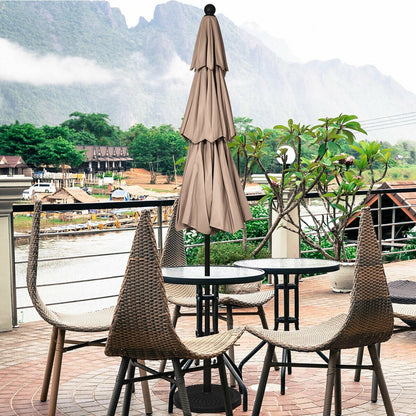 10ft 3 Tier Outdoor Patio Umbrella with Double Vented, Beige Outdoor Umbrellas   at Gallery Canada