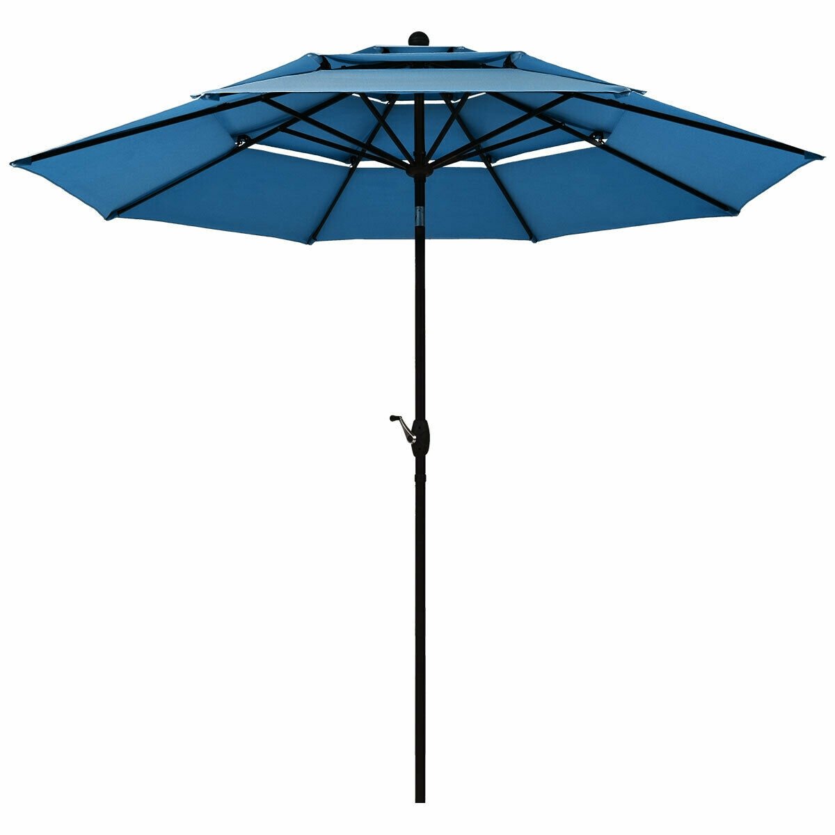 10ft 3 Tier Outdoor Patio Umbrella with Double Vented, Blue Outdoor Umbrellas   at Gallery Canada