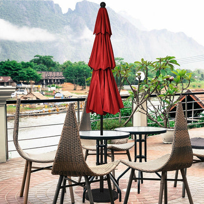 10ft 3 Tier Outdoor Patio Umbrella with Double Vented, Burgundy Outdoor Umbrellas   at Gallery Canada