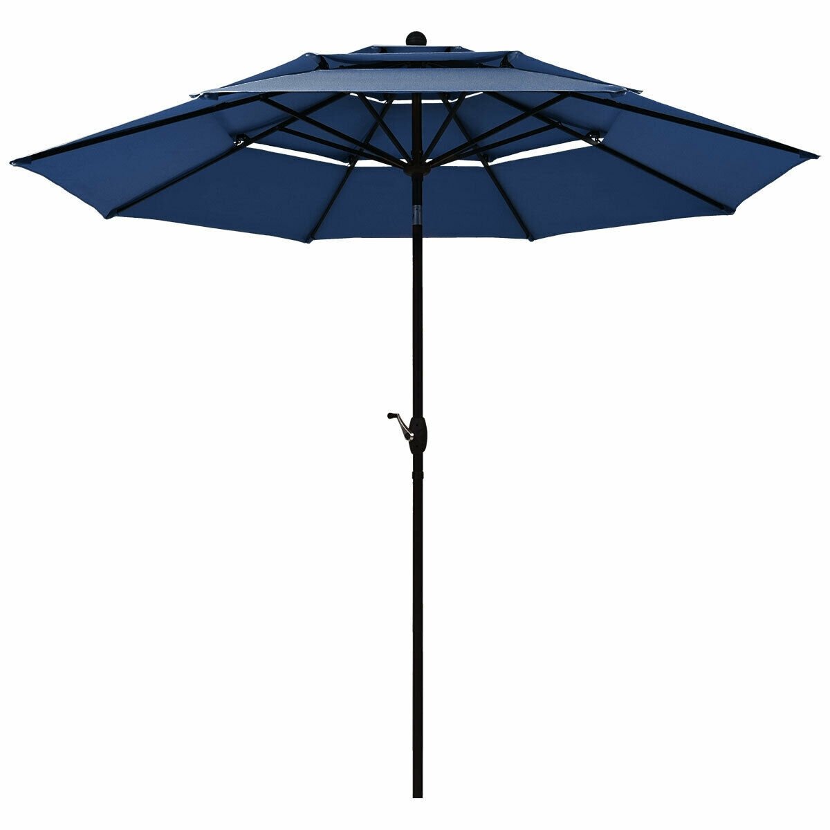 10ft 3 Tier Outdoor Patio Umbrella with Double Vented, Navy Outdoor Umbrellas   at Gallery Canada