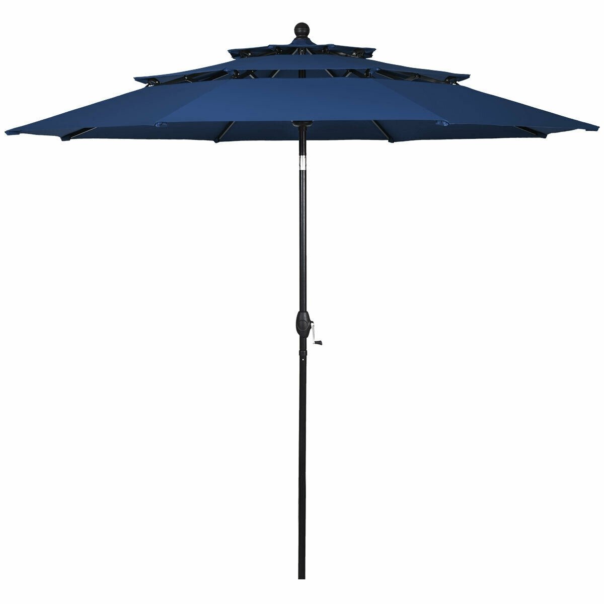 10ft 3 Tier Outdoor Patio Umbrella with Double Vented, Navy Outdoor Umbrellas   at Gallery Canada