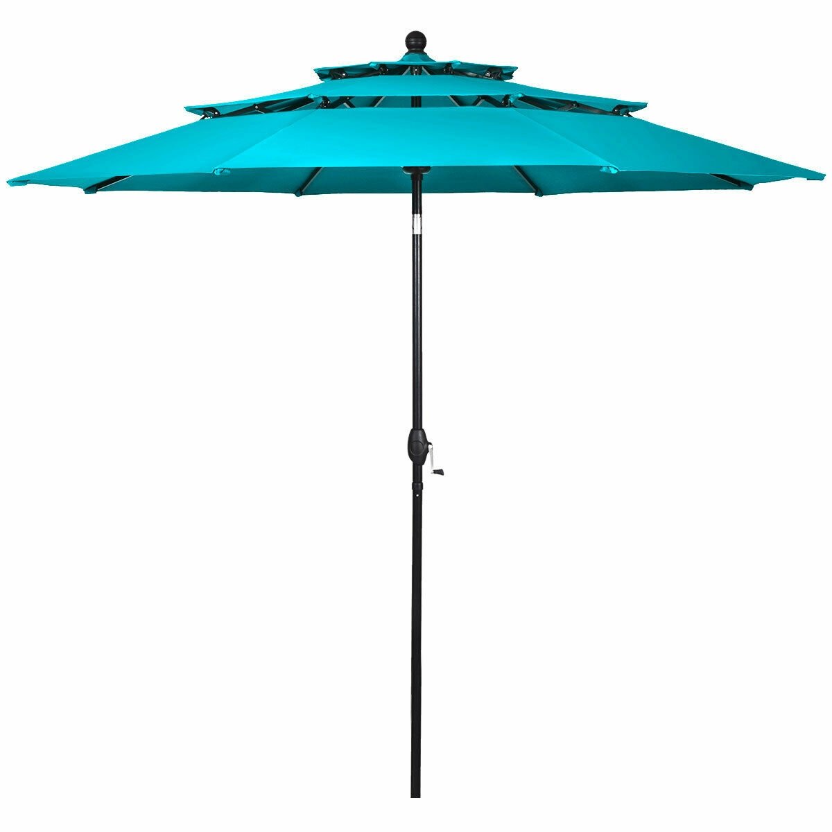 10ft 3 Tier Outdoor Patio Umbrella with Double Vented, Turquoise Outdoor Umbrellas   at Gallery Canada