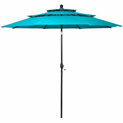 10ft 3 Tier Outdoor Patio Umbrella with Double Vented, Turquoise Outdoor Umbrellas   at Gallery Canada