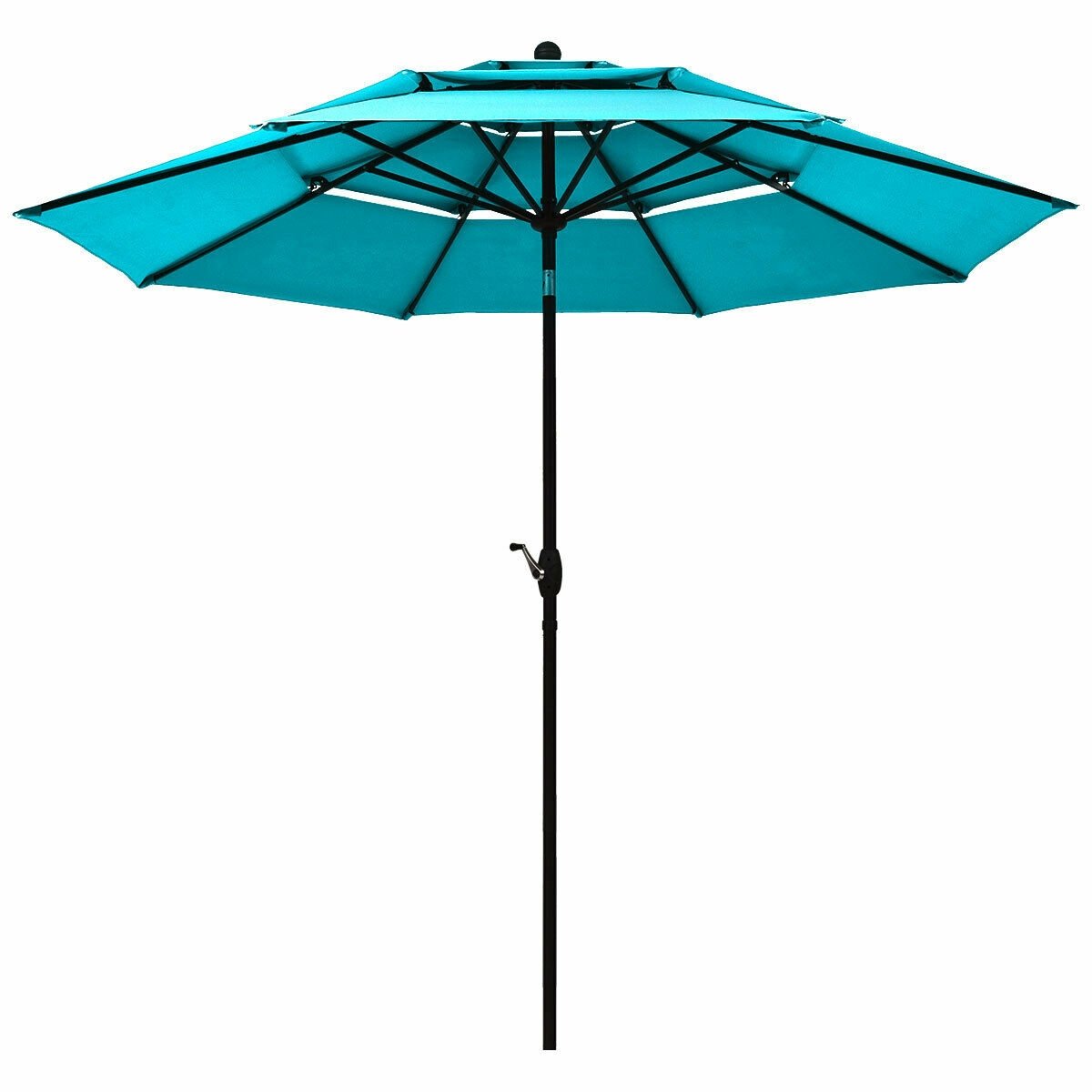 10ft 3 Tier Outdoor Patio Umbrella with Double Vented, Turquoise Outdoor Umbrellas   at Gallery Canada