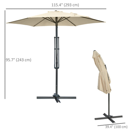 10ft Cantilever Patio Umbrella Offset Parasol with Crank Handle, Cross Base for Garden, Deck, Cream White Sun Umbrellas   at Gallery Canada