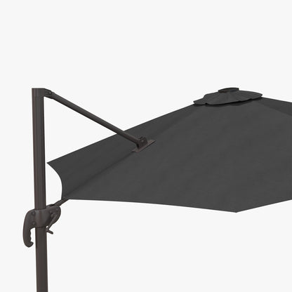 10ft Cantilever Patio Umbrella Offset Parasol with Lights, Cross Base, 360° Rotating for Deck, Beach, Market, Dark Grey Cantilever Umbrellas   at Gallery Canada