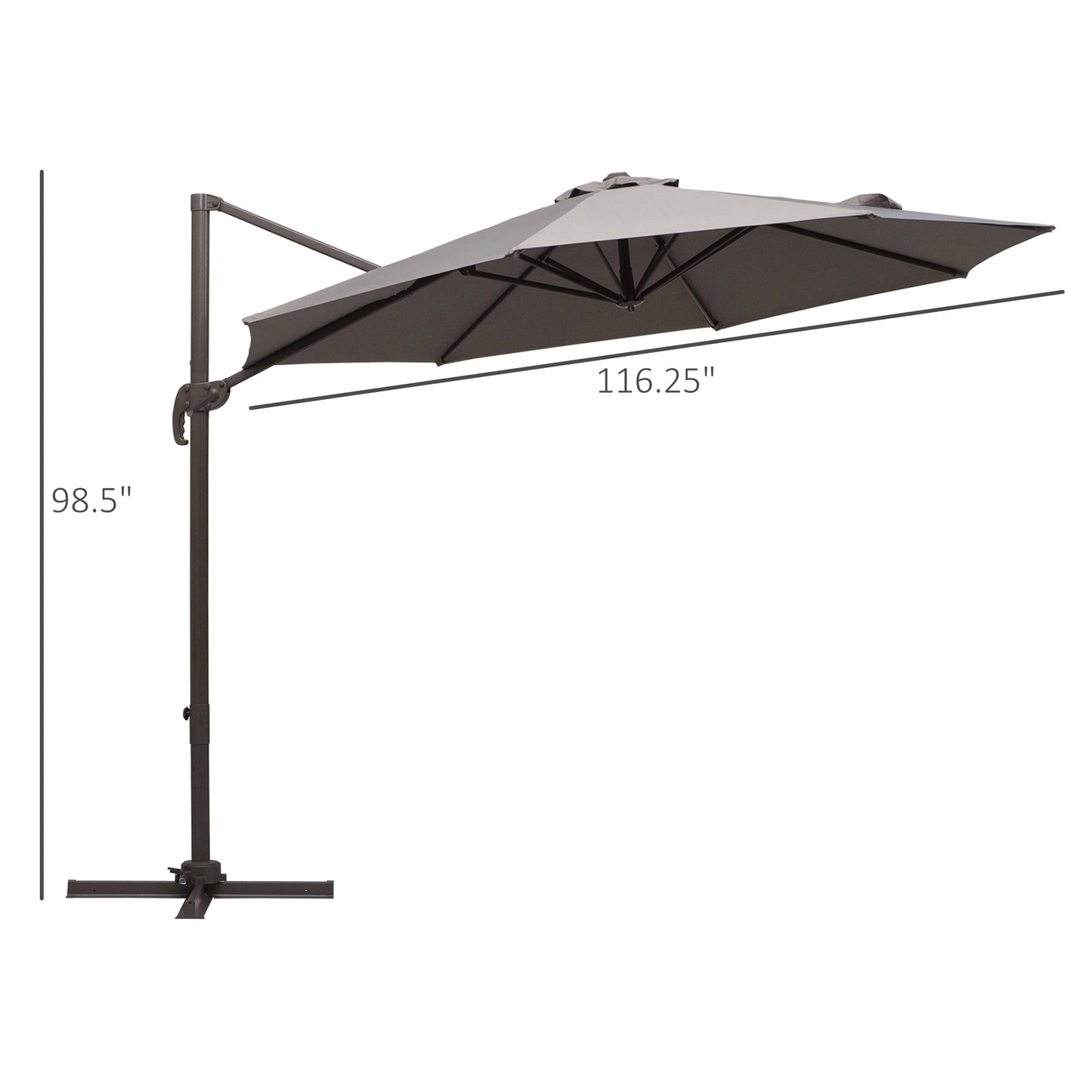 10ft Cantilever Patio Umbrella, 360° Rotation, 4-Position Tilt, Light Grey Cantilever Umbrellas   at Gallery Canada