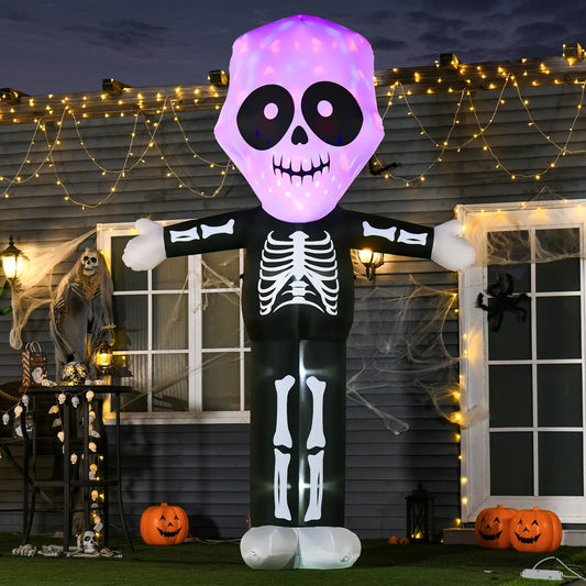 10ft Halloween Inflatable Skeleton Ghost Decoration, LED Lighted for Home Indoor Outdoor Garden Lawn Decoration Party Prop - Gallery Canada