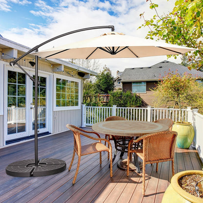 10FT Offset Umbrella with 8 Ribs Cantilever and Cross Base Tilt Adjustment, Beige Outdoor Umbrellas   at Gallery Canada