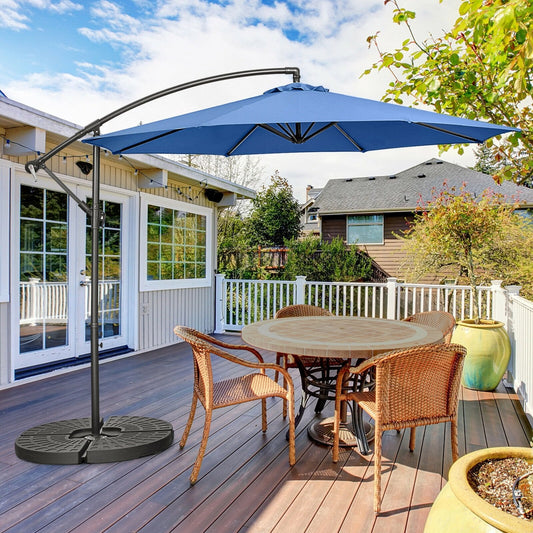 10FT Offset Umbrella with 8 Ribs Cantilever and Cross Base Tilt Adjustment, Blue Outdoor Umbrellas   at Gallery Canada