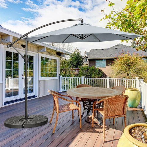 10FT Offset Umbrella with 8 Ribs Cantilever and Cross Base Tilt Adjustment, Gray