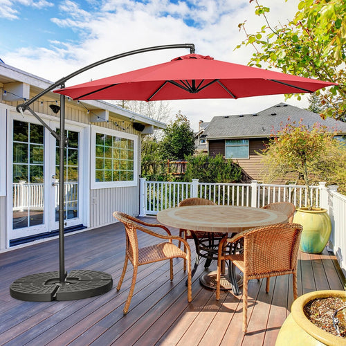 10FT Offset Umbrella with 8 Ribs Cantilever and Cross Base Tilt Adjustment, Red