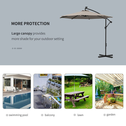 10ft Outdoor Cantilever Umbrella Banana Umbrella with Solar Lights and Adjustable Angle for Patio Backyard Khaki Cantilever Umbrellas   at Gallery Canada