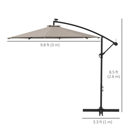 10ft Outdoor Cantilever Umbrella Banana Umbrella with Solar Lights and Adjustable Angle for Patio Backyard Khaki Cantilever Umbrellas   at Gallery Canada