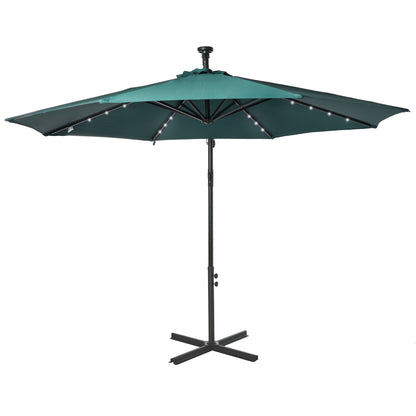 10ft Outdoor Cantilever Umbrella Patio Solor Banana Umbrella with Lights Adjustable Angle for Patio Backyard Dark Green Cantilever Umbrellas Dark Green  at Gallery Canada